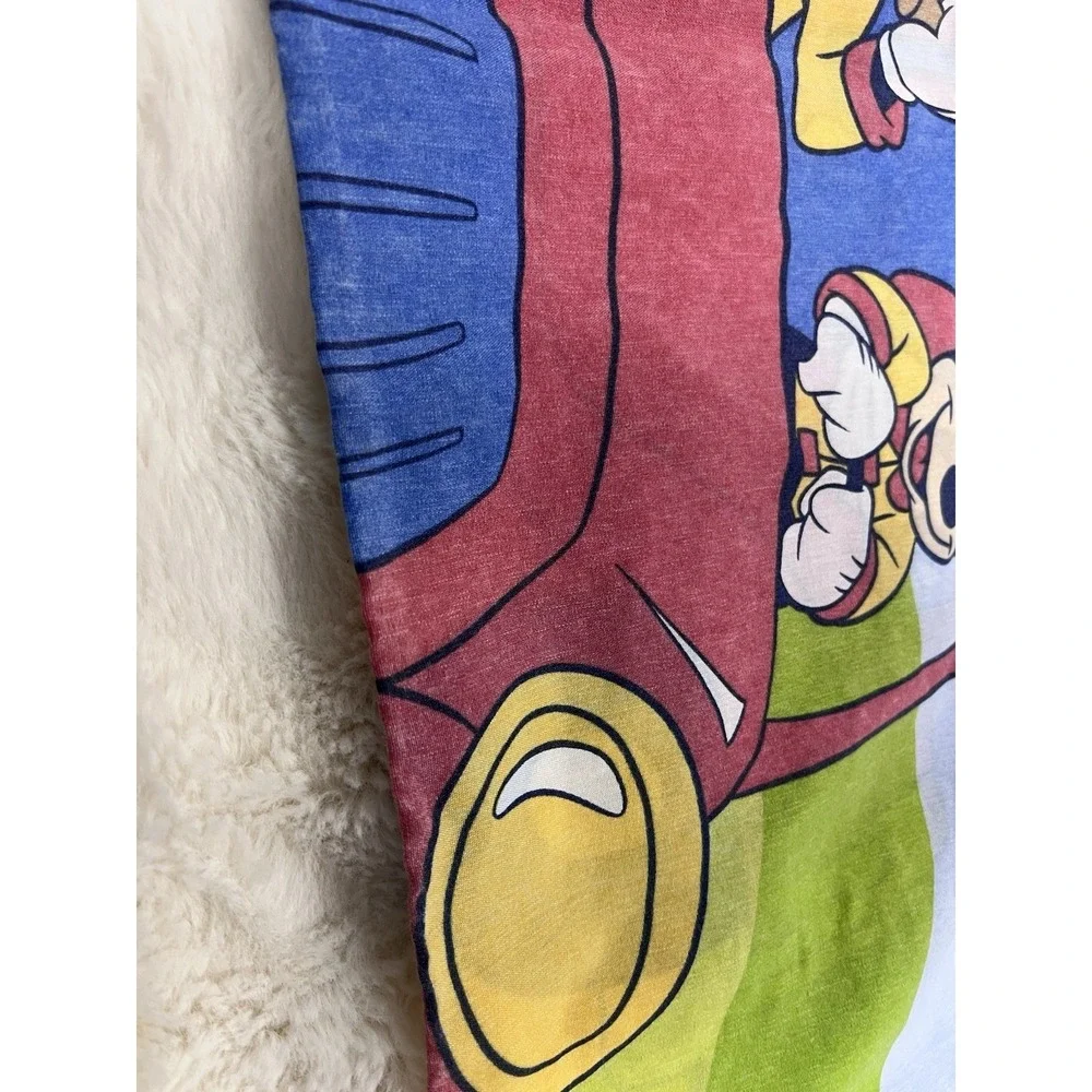 Mickey Mouse & Goofy Fireman Vintage Fabric Pillow Case Disney Set 2